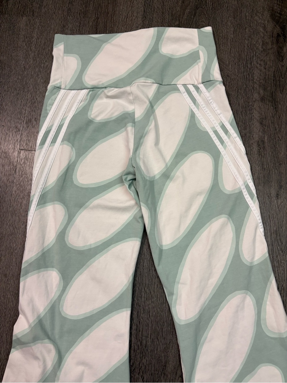 adidas x Marimekko Future Icons Flared Leggings Sz Medium Green & White Athletic - Picture 9 of 13